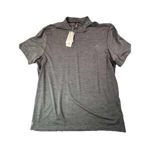 Adidas Polo Shirt Mens XL Gray Black Textured Stripe Golf Performance HM7392